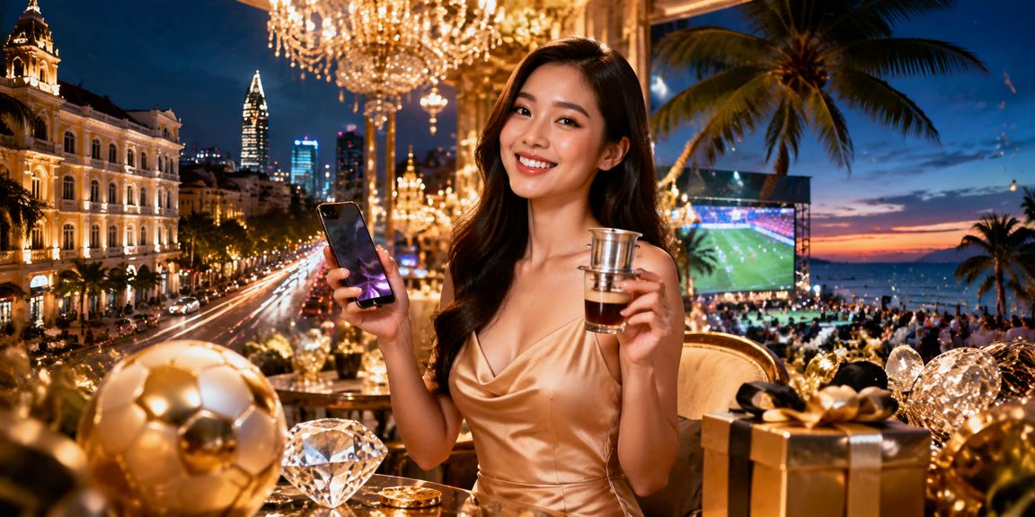 Người dùng tại TP.HCM trải nghiệm nền tảng c168s trên điện thoại bên ly cà phê
